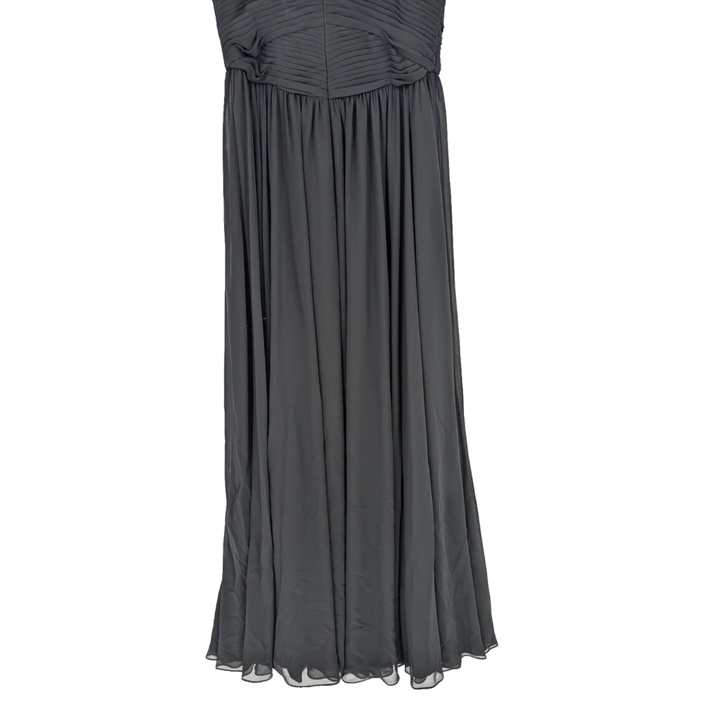 VTG Basix Black‎ Sheer Chiffon Layered Twist Front Glam Pleated Event Maxi Gown - Picture 7 of 9
